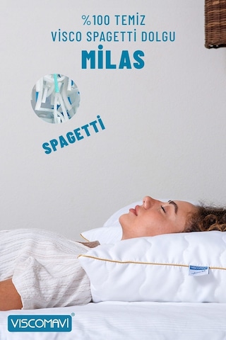 Milas %100 Temiz Spagetti Visco Dolgu Yastık 50x70 Cm