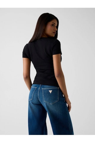 Guess Kısa Kollu Bisiklet Yaka Guess Yazılı Kadın Siyah T-shirt W6rı24j1314-jblk Siyah