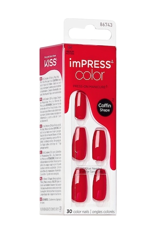 İmpress Color Kendinden Yapışkanlı Takma Tırnak Uzun Kırmızı