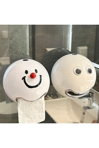 Youtek Duvar Montlu Gülümseyen Desenli Tuvalet Kağıdı Kutusu - Delme Yok Kurulum, Hafif Ve Dayanıklı, Banyo İçin Uygun Diğer