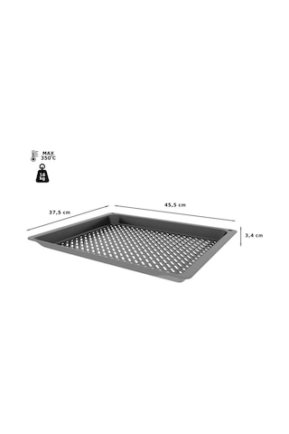 Fırınlar İçin Air Fry Ve Grill Tepsisi. Buharlı Pişirme İdeal. Delikli Antrasit Emaye
