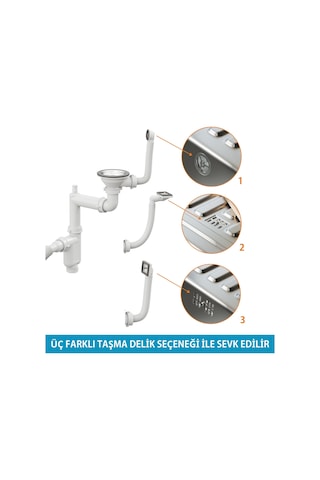 Aqua Bagno Comfort Mutfak Eviye Sifonu Yer Kazandıran, Kolay Temizlenir, Ayarlanabilir Koku Önleyici, Gider Borulu Krom