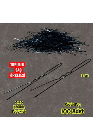 Technow Siyah 5 Cm Küçük Topuzlu Saç Firketesi Toka 0.70 Siyah 100 Adet Siyah