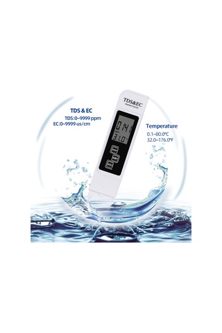 Kosona Portatif Su Kalitesi Test Cihazı - Tds/ec Ölçer, Sıcaklık Göstergesi, Otomatik Kapatma Ve Okuma Kilidi Özellikleri