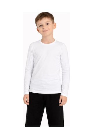Wear Vexel Erkek Çocuk Basic Uzun Kollu Tişört Okul Günlük Rahat T-shirt - Beyaz Çok Renkli