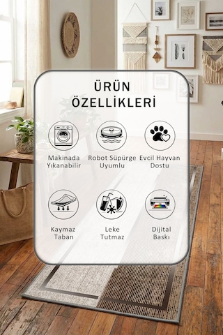 Kahve Kare Yıkanabilir Yolluk