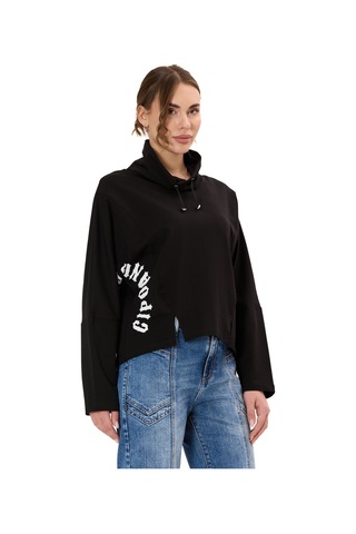 Cipo & Baxx Wl369 Kadın Kapüşonlu Hoodie Sweatshirt Rahat Şık Ve Sokak Stiline Uygun Siyah