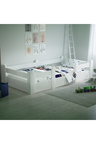 Tuliplife Montessori Karyola Beyaz 90x190 Yatak Uyumlu Oval Kesim Çocuk Yatağı-Tlp-203 Beyaz
