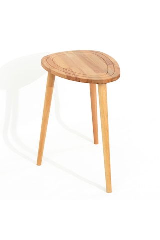 Sweet Naturel Renk Masif Doğal Ahşap Yan Sehpa Tekli Zigon Sehpa