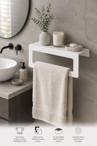 Beyaz Metal Duvara Monte Havluluk - Şık Ve Dayanıklı Banyo&mutfak Beyaz