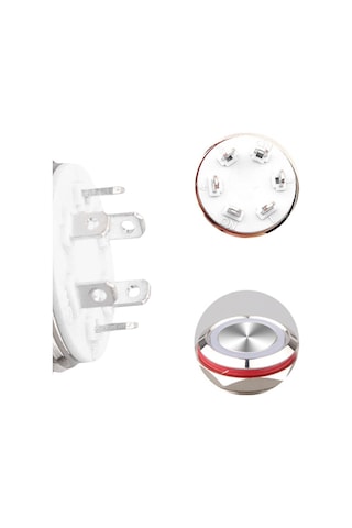 Wd16c1-pin-p1-ec 16mm Düz Yaylı Işıklı Metal Buton - Kırmızı