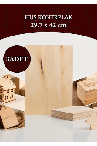 Huş Marin Kontrplak 3 Adet - A3 29.7 X 42 Cm - 4 Mm Cnc Kesim Lazer Kesim - Yakma - Hobi Seti- Maket