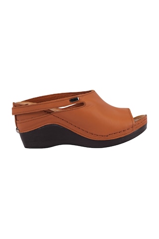 Napa Shoes Ortopedik Konforlu Dolgu Topuk Ayarlanabilir Açık Burun Terlik Napa-1001 Taba