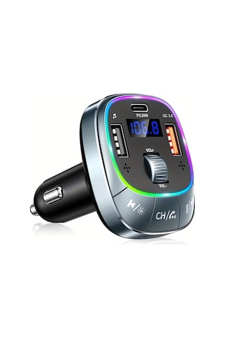 Xuweiwei Gri Laımıcaerın Araba Kablosuz 50 Adaptoru Eller Serbest Arama 8rgb Arka Aydinlatma Pd 30w Usbc Qc 30 Hizli Sarj Tum Araclar Icin Fm Verici