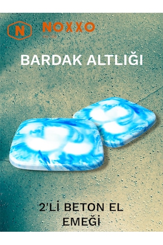 2 Li Beton Bardak Altlığı Betonun Şıklığı El Emeğinin Değeri Mavi Mavi