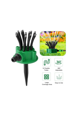Reedark Bahçe Sulama Aleti: 12 Esnek Başlı 360 Derece Oto Sulama Sprinkler, 336 Ft² Kaplama, Çift Paket 2 Adet
