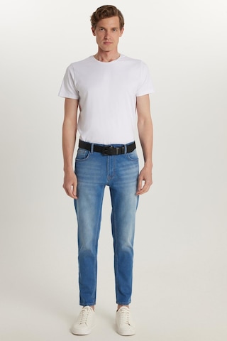 Erkek Normal Kesim Denim Yıkamalı Düz Paça Mavi Jean Kot Pantolon-34482 Mavi