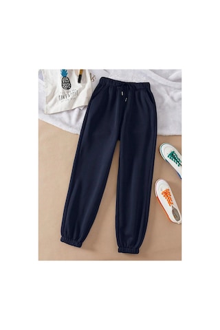 Tarzsokak Essnce Solid Drawstring Waist Thermal Lined 4 Mevsim Eşofman Lacivert