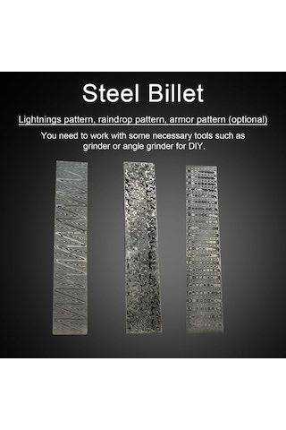 Şam Çeliği Blok Desenli Çelik Kesici Yapım Çubuğu Embriyo Dövme Malzemeleri, Ev Kesici Dıy Çok Amaçlı Malzeme İçin Quenched Düzleştirilmiş.
