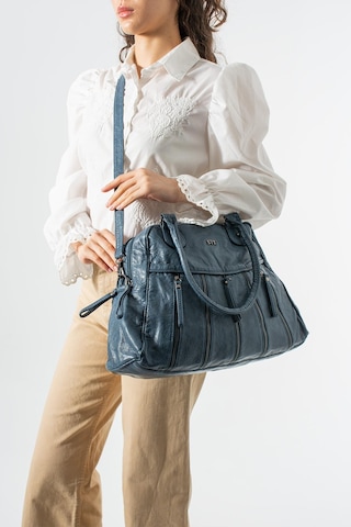 571 Collections Yıkanmış Deri Çok Gözlü Omuz Çantası Mavi Model: 571-12l