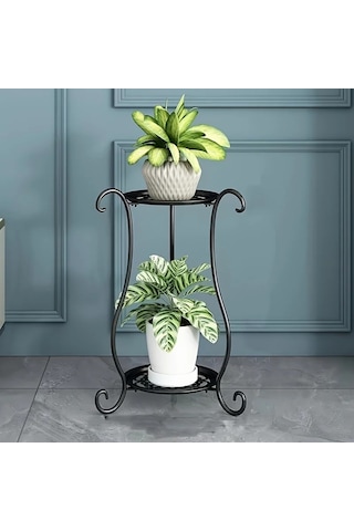 1 Paket, Zarif Çift Katmanlı Metal Çiçek Rafı Stand-çok Katmanlı