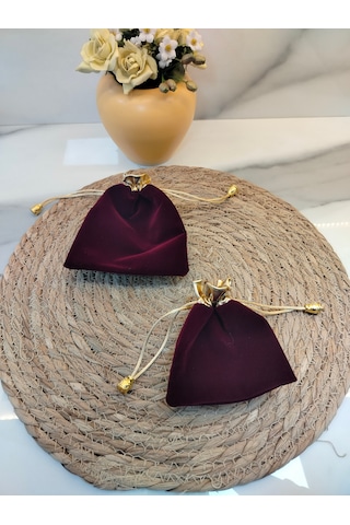 Mdk Kadife Bordo Gold Takı Kesesi 2'li Mdk Kadife Bordo Gold Takı Kesesi 2'li