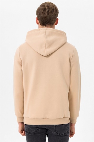 Süvari Kapüşonlu Yaka Regular Kalıp Düz Bej Sweatshirt Bej