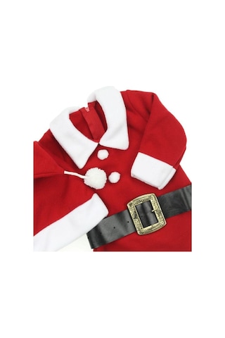 Pembecin Kız Bebek Noel Anne Baba Kostümü Yılbaşı Elbisesi Kırmızı