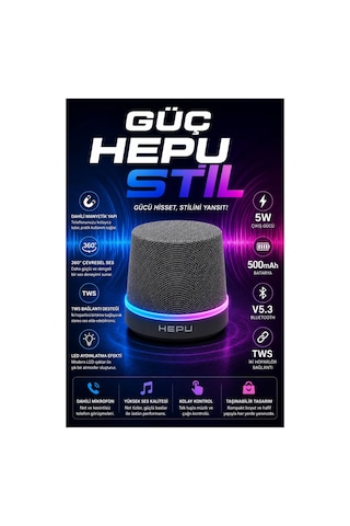 Hepu Hp-ms01g Gri Manyetik Telefon Tutuculu Kablosuz Bluetooth Hoparlör Tws Destekli