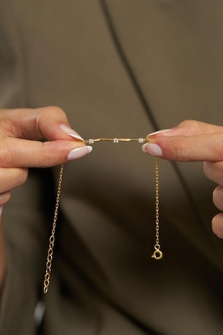 Roza Silver Zirkon Taşlı Gold Üç Taşlı Minimal Gümüş Bileklik
