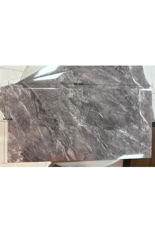 6 Adet Kendinden Yapışkanlı Dekoratif Esnek Köpük Beyaz Pvc Mermer Panel 60x30 0,18 M² Cm Mutfak Banyo Wc Gri