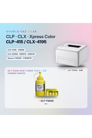 Samsung Uyumlu Clt-y504s Toner Tozu + Çip Sarı 60gr / Clp-415 / Clx-4195 / Xpress C1810 / C1860