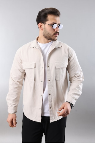 Little Cup Jeans Co Erkek Relax Fıt Kalıp Pamuklu Grı Kot Gömlek Gri