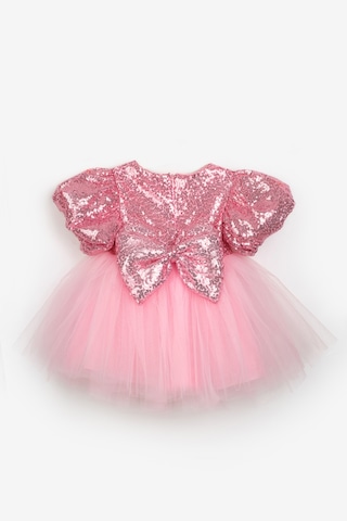 Le Mabelle Pembe Fiyonk Detaylı Pullu Kız Bebek Elbise - Amber Pembe
