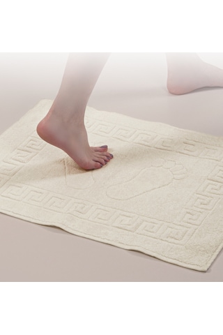 3 Adet %100 Pamuk En İyi Emici Ayak Havlusu : Konforlu Banyo Paspası 50x70cm Terra Krem