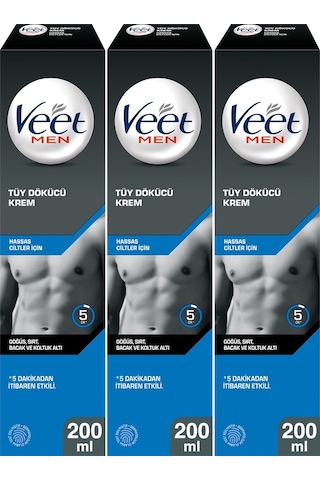 Veet Men Hassas Ciltler Tüy Dökücü Krem 3 x 200 ML