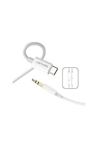 Lenyes Ax106 Type-c To 3.5mm Aux Audio Kablo 1m Beyaz Beyaz