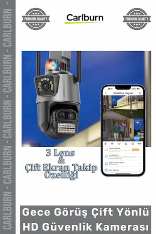 Kamera 3 Lens Wi Fi Gelişmiş Ip66 Dış Ortam Gece Görüş Çift Yönlü İletişim Hd Güvenlik Kamerası
