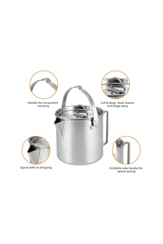 Lemestar Dışarıda Kullanıma Uygun Çelik Fırınçak, 1.2l Çevirebilir Kollü, Kahve/çay Kaynatma, Piknik Ve Kamp Çadırı Gereci, Gümüş Renk Gümüş