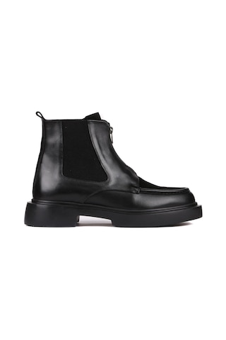 Shoetyle - Siyah Deri, Süet Fermuarlı Erkek Bot 250-085-1078 Siyah