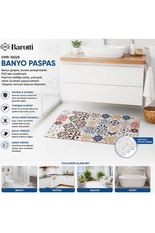 Dikdörtgen Kaydırmaz Su Emici Banyo Paspası 70x34 Cm 21 x 21