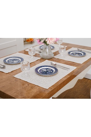 Finezza İris Jakar Polyester Kumaş Bej Amerikan Servis 33x46 cm Bej 4 Ad.-1390 Bej