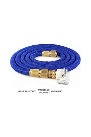 Pazly Ev Bahçe Yüksek Basınçlı Metal Fıçıcı 3 Modlu Nozzle 15m Genişleyen Su Hortumu Seti