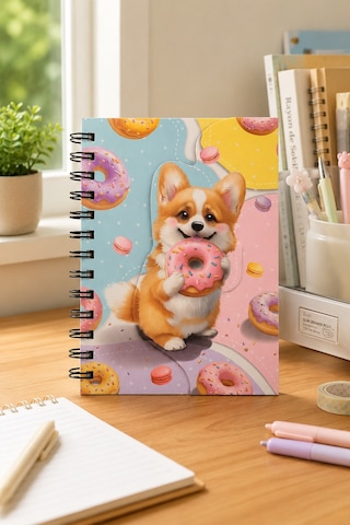 Dolphin Manyetik Kapaklı Spiralli Defter Köpek Ve Donut Figürlü Not Defteri