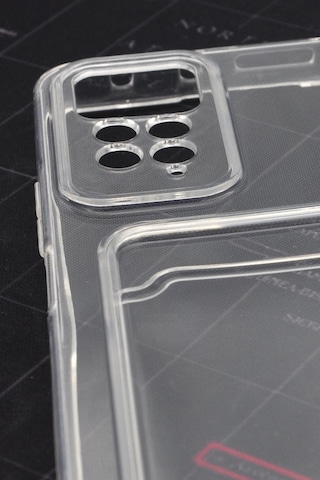 Xiaomi Redmi Note 11 Pro Uyumlu Kredi Kartlıklı Şeffaf Kılıf Kamera Korumalı