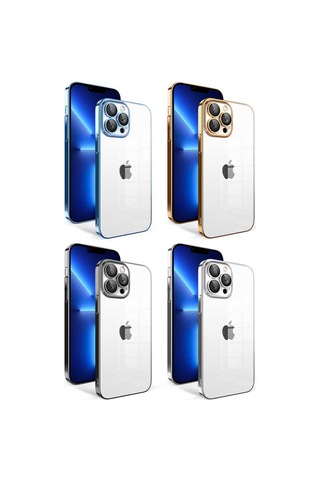 Apple Uyumlu iPhone 12 Pro Kılıf Kamera Korumalı Renkli Çerçeveli Zore Garaj Kapak Gümüş