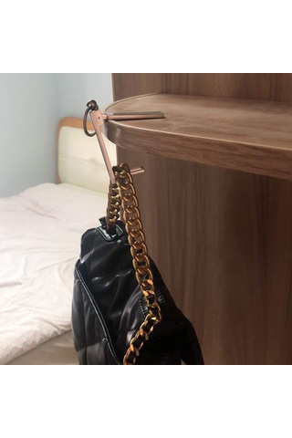 Xiyyadms Zinc Alloy Çift Fonksiyonlu Masa Çanta Kanca Ve Telefon Tutucu - Katlanabilir, Taşınabilir, 2 Adet Siyah