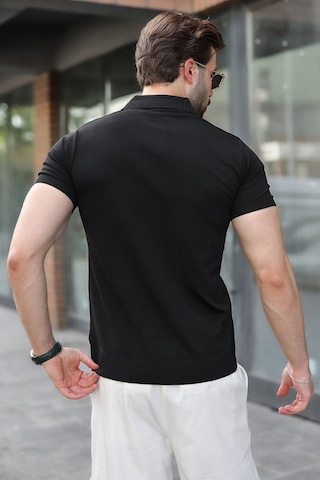 Madmext Siyah Regular Fit Polo Yaka Triko Erkek Tişört E7502