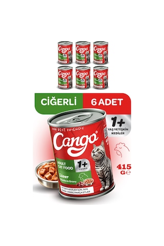 Cango Yetişkin Yaş Kedi Maması Ciğerli 415gr 6lı