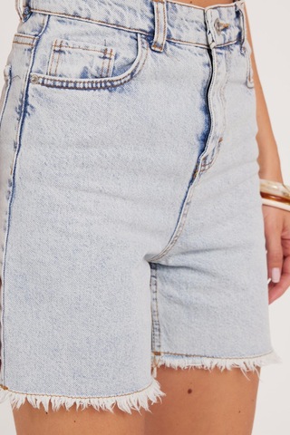 Tudors Kadın Regular Fit Klasik Kesim Pamuklu Açık Mavi Jean Kot Şort-39916 Açık Mavi
